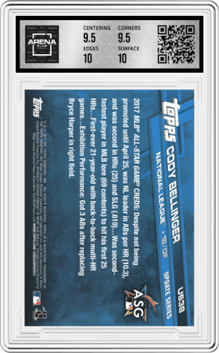 Cody Bellinger from the 2017 Topps Update set graded by Arena Club and given an overall grade of 10.