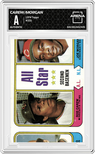 Rod Carew/Joe Morgan from the 1974 Topps set graded by Arena Club.