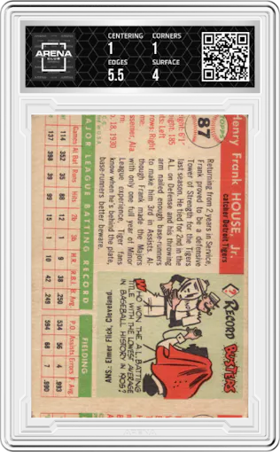 Frank House from the 1955 Topps set graded by Arena Club.
