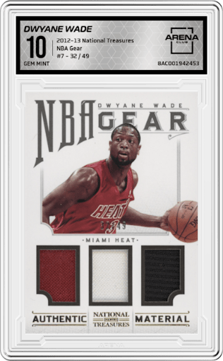 Dwyane Wade from the 2012-13 Panini National Treasures set graded by Arena Club and given an overall grade of 10.