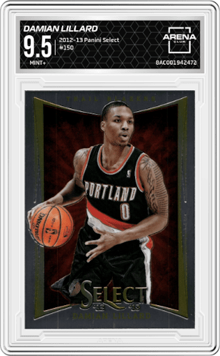 Damian Lillard from the 2012-13 Panini Select set graded by Arena Club and given an overall grade of 9.5.