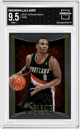 Damian Lillard from the 2012-13 Panini Select set graded by Arena Club and given an overall grade of 9.5.