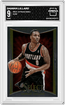 Damian Lillard from the 2012-13 Panini Select set graded by Arena Club and given an overall grade of 9.