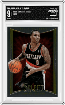 Damian Lillard from the 2012-13 Panini Select set graded by Arena Club and given an overall grade of 9.