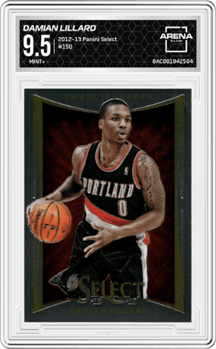 Damian Lillard from the 2012-13 Panini Select set graded by Arena Club and given an overall grade of 9.5.