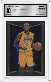 Kobe Bryant from the 2012-13 Panini Select set graded by Arena Club and given an overall grade of 10.