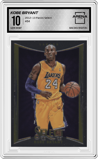 Kobe Bryant from the 2012-13 Panini Select set graded by Arena Club and given an overall grade of 10.