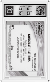 Paul Goldschmidt from the 2023 Topps  set graded by Arena Club and given an overall grade of 10.