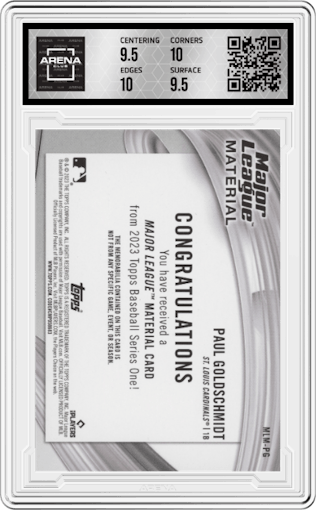 Paul Goldschmidt from the 2023 Topps  set graded by Arena Club and given an overall grade of 10.