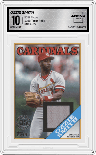 Ozzie Smith from the 2023 Topps  set graded by Arena Club and given an overall grade of 10.