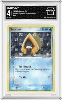 Snorunt from the 2004 Pokemon EX set graded by Arena Club and given an overall grade of 4.