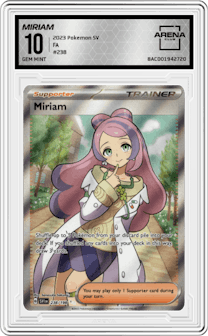 Miriam from the 2023 Pokemon SV set graded by Arena Club and given an overall grade of 10.