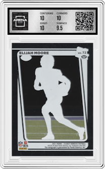 Elijah Moore from the 2021 Panini Clearly Donruss set graded by Arena Club and given an overall grade of 10.