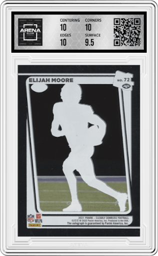 Elijah Moore from the 2021 Panini Clearly Donruss set graded by Arena Club and given an overall grade of 10.