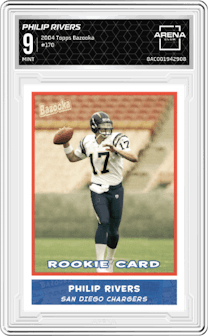 Philip Rivers from the 2004 Topps Bazooka set graded by Arena Club and given an overall grade of 9.