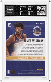 James Wiseman from the 2020-21 Panini Chronicles set featuring a Asia parallel graded by Arena Club and given an overall grade of 9.