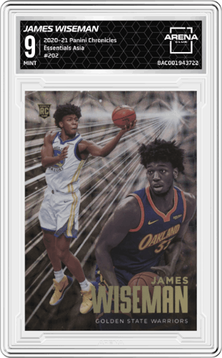 James Wiseman from the 2020-21 Panini Chronicles set featuring a Asia parallel graded by Arena Club and given an overall grade of 9.