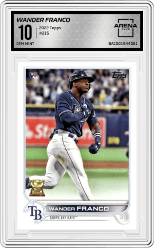 Wander Franco from the 2022 Topps   set graded by Arena Club and given an overall grade of 10.