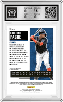 Cristian Pache from the 2020 Panini Contenders set graded by Arena Club and given an overall grade of 10.