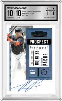 Cristian Pache from the 2020 Panini Contenders set graded by Arena Club and given an overall grade of 10.