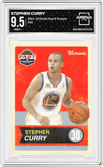Stephen Curry from the 2011-12 Panini Past & Present set graded by Arena Club and given an overall grade of 9.5.