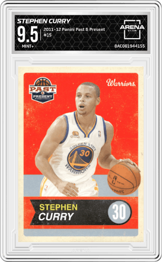 Stephen Curry from the 2011-12 Panini Past & Present set graded by Arena Club and given an overall grade of 9.5.
