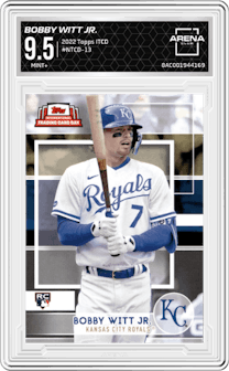 Bobby Witt Jr. from the 2022 Topps International Trading Card Day set graded by Arena Club and given an overall grade of 9.5.