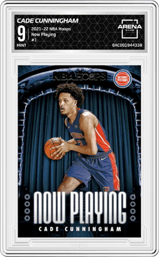 Cade Cunningham from the 2021-22 Panini NBA Hoops set graded by Arena Club and given an overall grade of 9.