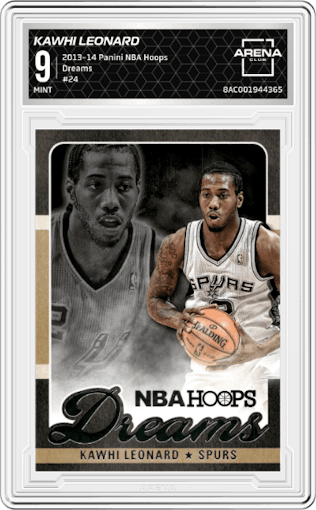 Kawhi Leonard from the 2013-14 Panini NBA Hoops set graded by Arena Club and given an overall grade of 9.