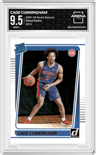 Cade Cunningham from the 2021-22 Panini Donruss set graded by Arena Club and given an overall grade of 9.5.