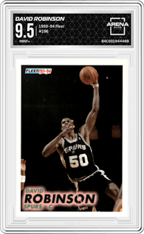  David Robinson from the 1993-94 Fleer set graded by Arena Club and given an overall grade of 9.5.