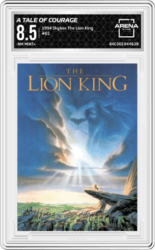A Tale of Courage, Adventure and Humor from the 1994 Skybox The Lion King set graded by Arena Club and given an overall grade of 8.5.