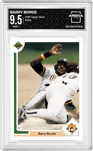 Barry Bonds from the 1991 Upper Deck set graded by Arena Club and given an overall grade of 9.5.