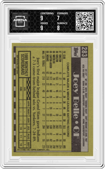 Joey Belle from the 1990 Topps set graded by Arena Club and given an overall grade of 7.5.
