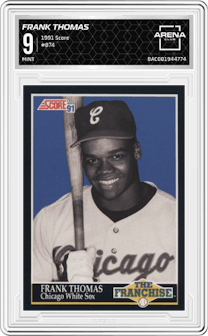 Frank Thomas from the 1991 Score set graded by Arena Club and given an overall grade of 9.