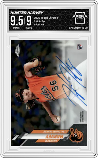 Hunter Harvey from the 2020 Topps Chrome set graded by Arena Club and given an overall grade of 9.5.