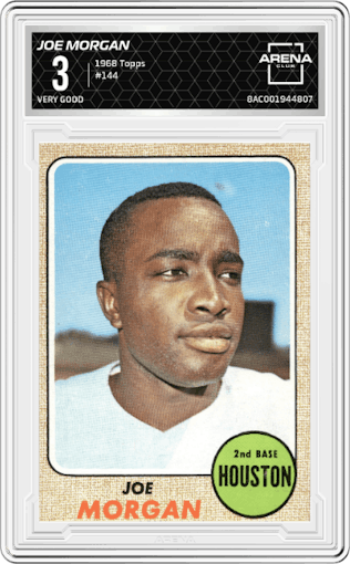 Joe Morgan from the 1968 Topps set graded by Arena Club and given an overall grade of 3.