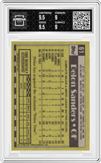 Deion Sanders from the 1990 Topps set graded by Arena Club and given an overall grade of 9.5.