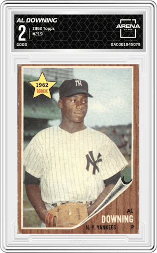 Al Downing from the 1962 Topps set graded by Arena Club and given an overall grade of 2.