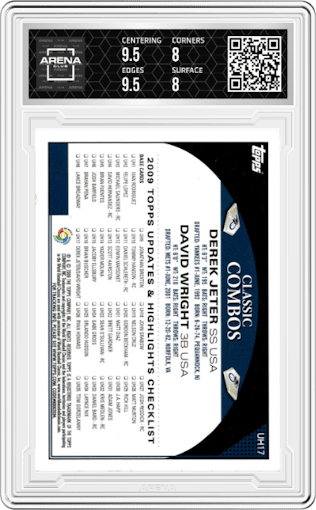 Derek Jeter/David Wright  from the 2009 Topps Updates & Highlights set graded by Arena Club and given an overall grade of 8.5.