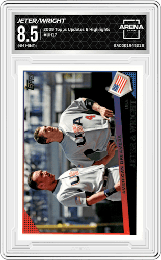 Derek Jeter/David Wright  from the 2009 Topps Updates & Highlights set graded by Arena Club and given an overall grade of 8.5.