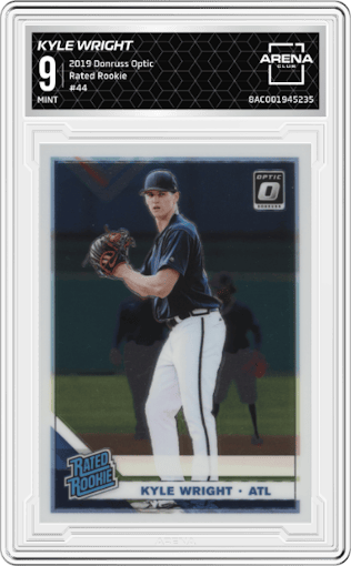 Kyle Wright from the 2019 Panini Donruss Optic set graded by Arena Club and given an overall grade of 9.