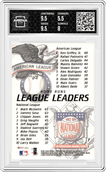 Mark McGwire/Ken Griffey Jr. from the 2000 SkyBox Dominion set graded by Arena Club and given an overall grade of 6.