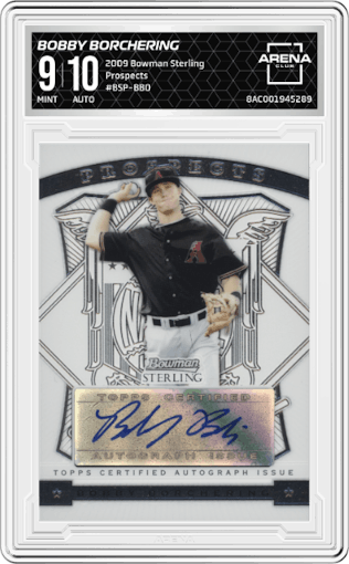 Bobby Borchering from the 2009 Bowman Sterling set graded by Arena Club and given an overall grade of 9.