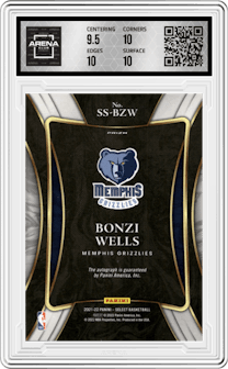 Bonzi Wells from the 2021-22 Panini Select set graded by Arena Club and given an overall grade of 10.