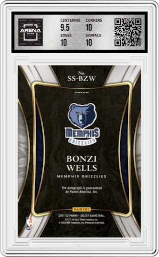 Bonzi Wells from the 2021-22 Panini Select set graded by Arena Club and given an overall grade of 10.