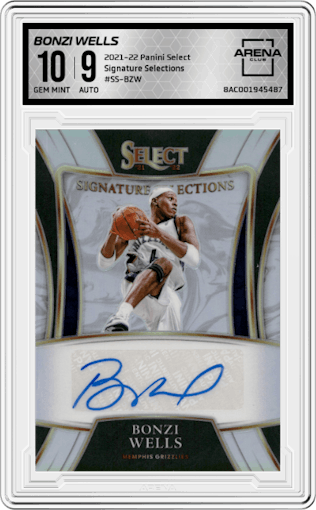 Bonzi Wells from the 2021-22 Panini Select set graded by Arena Club and given an overall grade of 10.