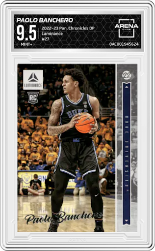 Paolo Banchero from the 2022-23 Panini Chronicles Draft Picks set graded by Arena Club and given an overall grade of 9.5.