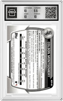 Colson Montgomery from the 2023 Bowman Sapphire Edition set featuring a Orange parallel graded by Arena Club and given an overall grade of 10.