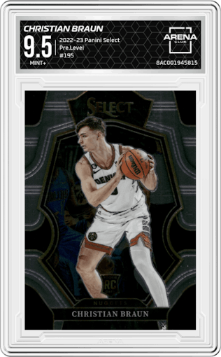 Christian Braun from the 2022-23 Panini Select set graded by Arena Club and given an overall grade of 9.5.